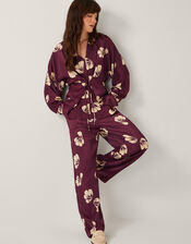 Roz Floral Wrap Top, Red (BURGUNDY), large