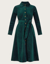 Teri Cord Shirt Dress, Green (DARK GREEN), large