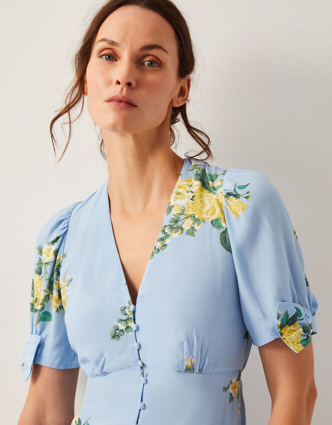 Sorcha Floral Tea Midi Dress, Blue (BLUE), large