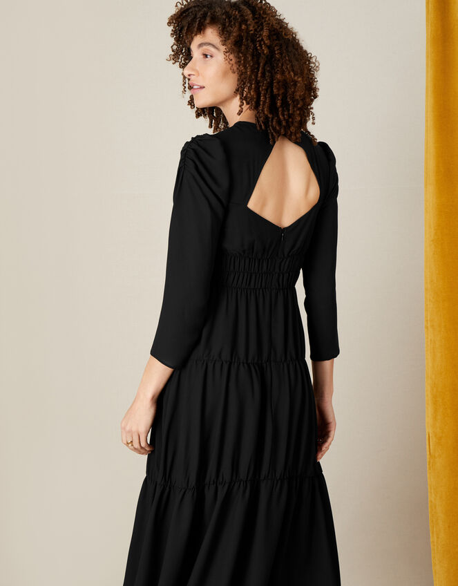 Penny Tiered Midi Dress, Black (BLACK), large