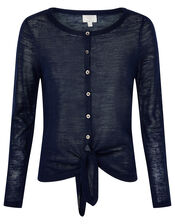 Loretta Button Cardigan in Linen Blend, Blue (NAVY), large