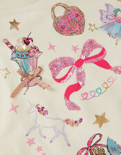 Magical Unicorn Print Sweatshirt, Ivory (IVORY), large