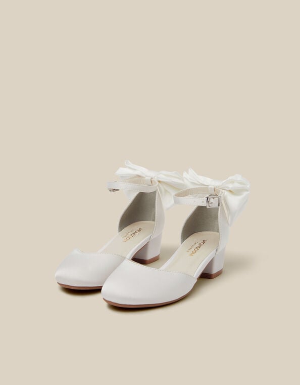 Sara Closed-Toe Bow Heels, Ivory (IVORY), large