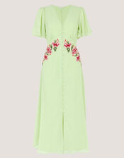 Coraline Floral Embroidered Midi Dress, Green (SAGE), large