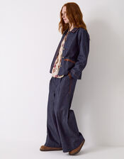 East Jayla Embroidered Denim Shirt Jacket, Blue (NAVY), large