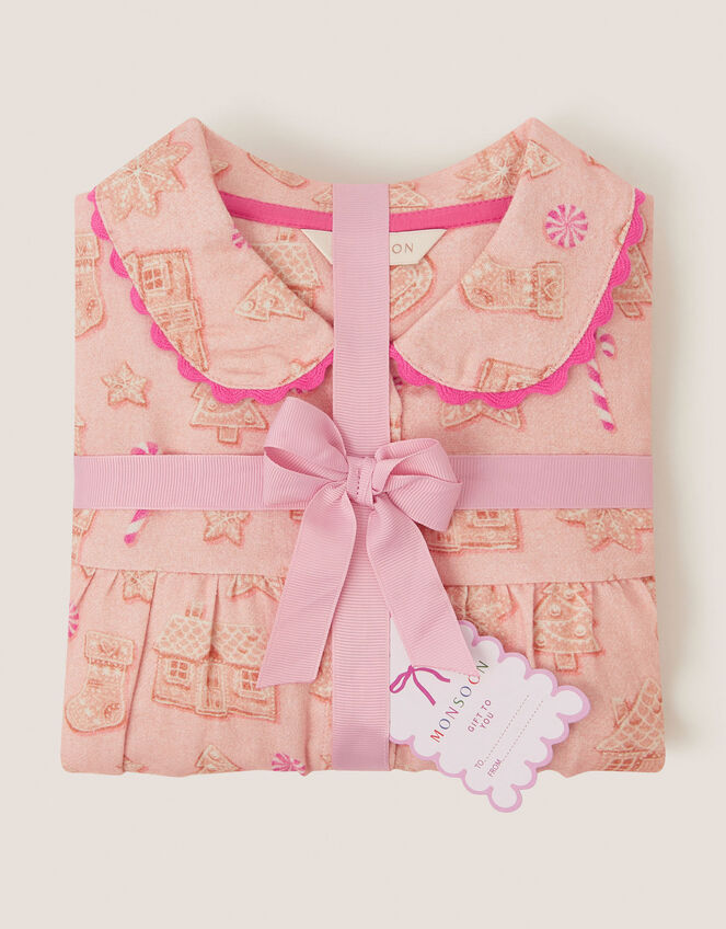 Gingerbread Print Long Christmas Pyjamas Set, Pink (PINK), large