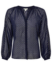Beaded Spot Blouse, Blue (NAVY), large