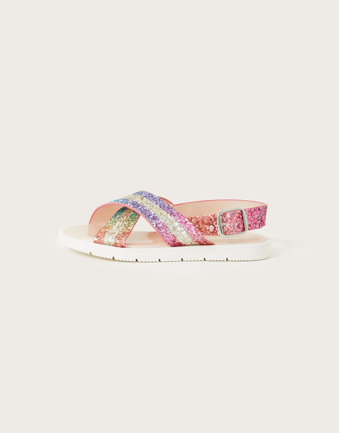 Rainbow Dazzle Criss-Cross Sandals, Multi (MULTI), large