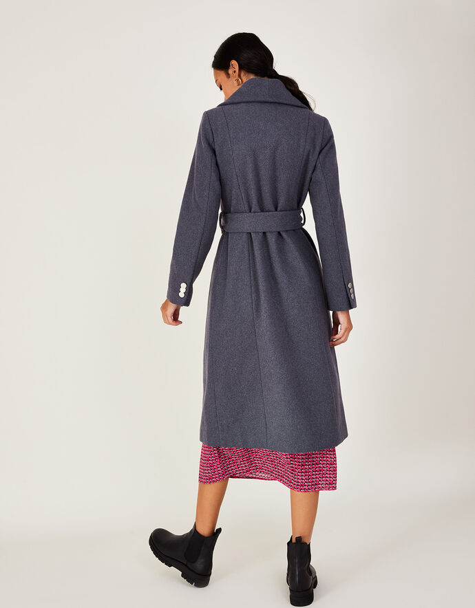 Kristen Smart Belted Robe Coat with Recycled Polyester Grey