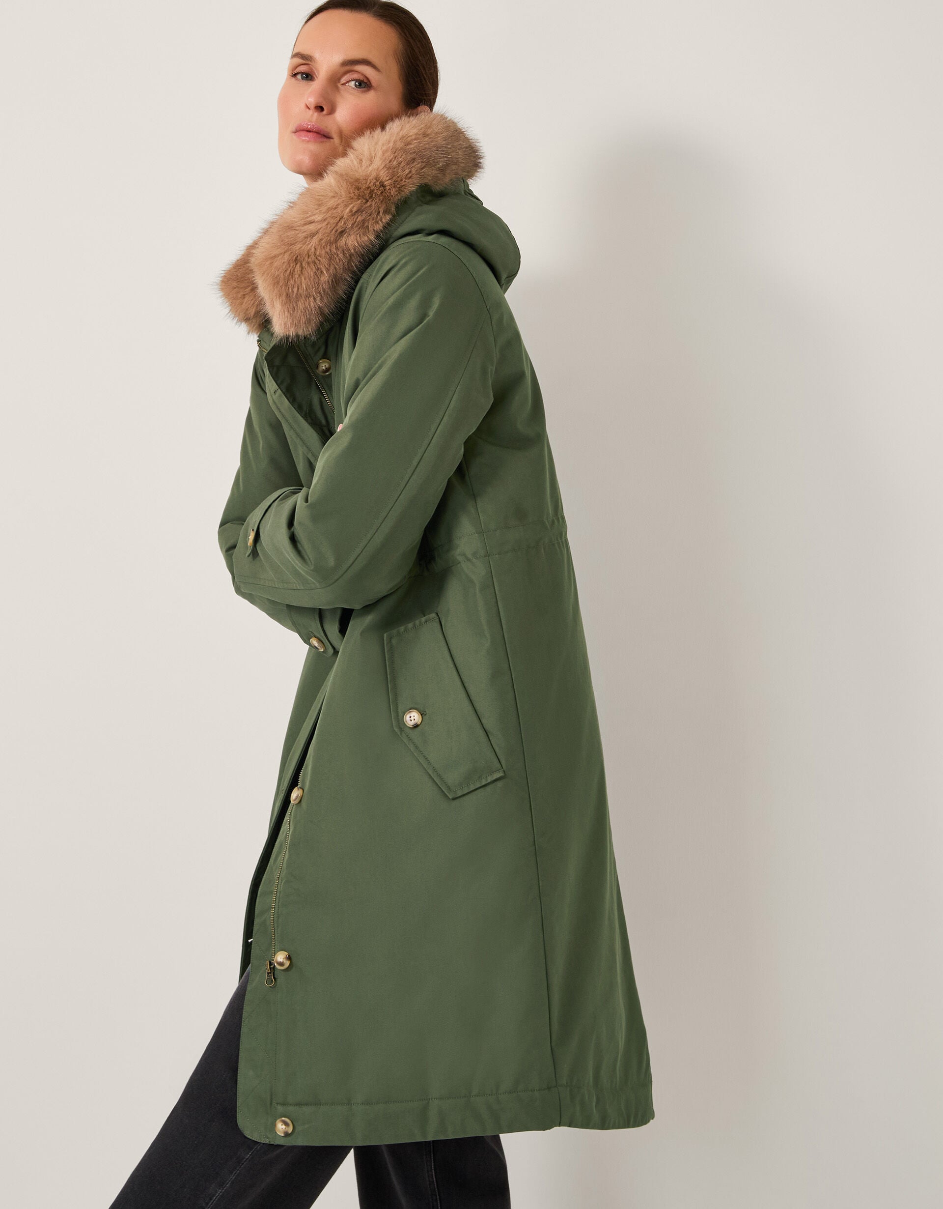 Paula Faux Fur Parka Coat Green