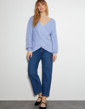 Raylee Wrap Ribbed Jumper, Blue (PALE BLUE), large