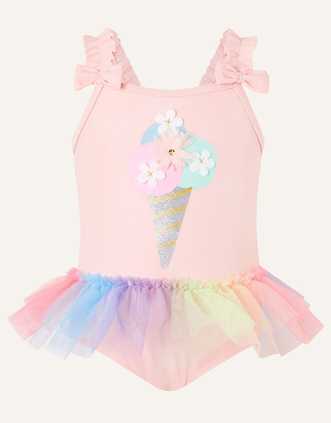 Baby Ice Cream Skirted Swimsuit , Pink (PALE PINK), large