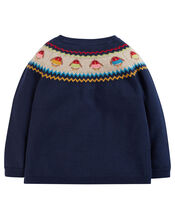 Frugi Kenna Fair Isle Cardigan, Blue (NAVY), large