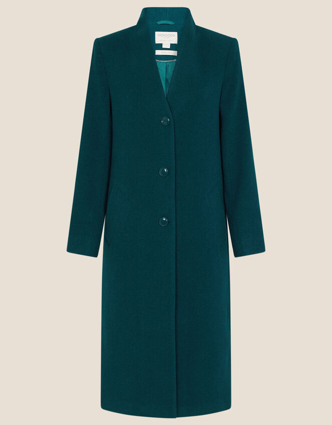 Charlie Single-Breasted Coat, Teal (TEAL), large