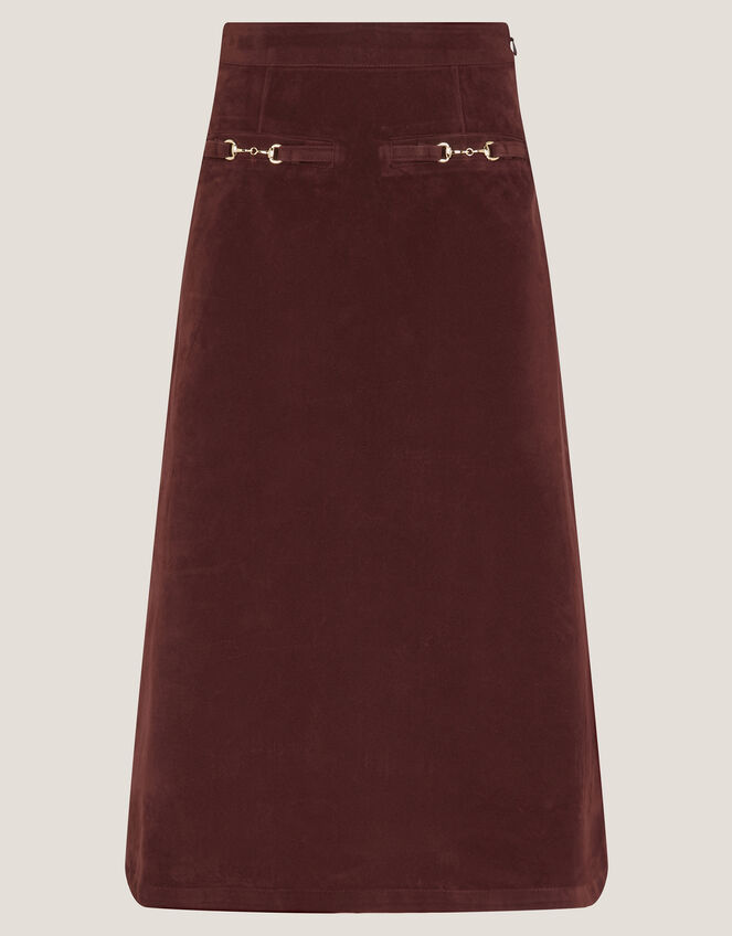 Lana Suedette Midi Skirt, Red (BURGUNDY), large