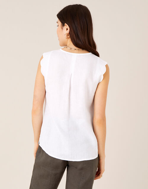 Plain Tank Top in Pure Linen White | Vests, Camisoles And Sleeveless ...