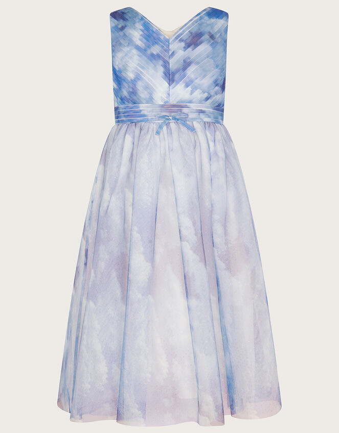Cloud Print Glitter Maxi Dress, Blue (BLUE), large