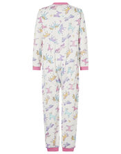 Unicorn Jersey Sleepsuit in Organic Cotton, Ivory (IVORY), large