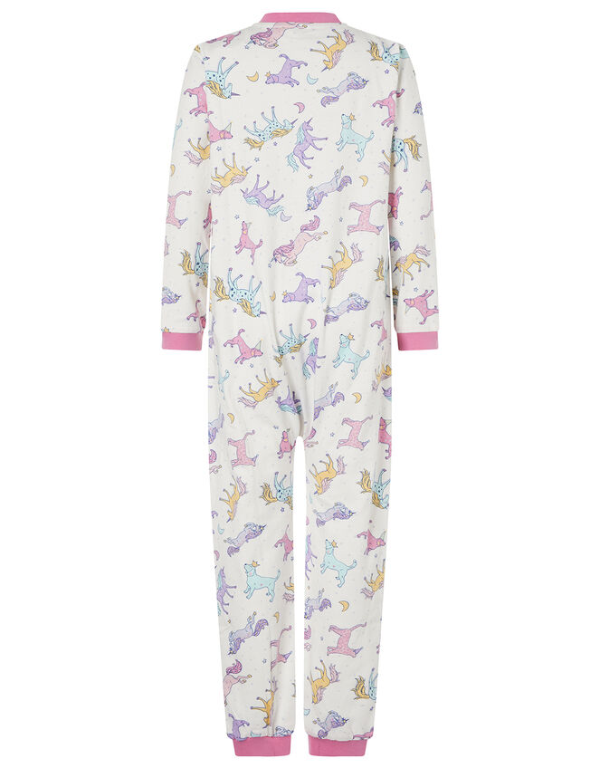 Unicorn Jersey Sleepsuit in Organic Cotton, Ivory (IVORY), large