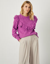 Double Frill V-Detail Jumper , Pink (PINK), large