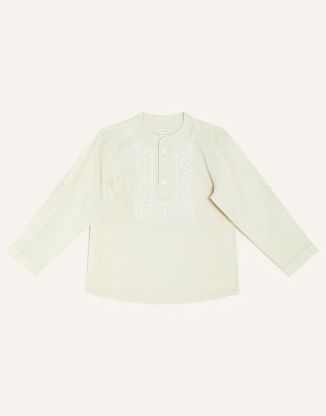 Kurta Embroidered Shirt, Natural (STONE), large