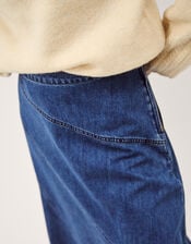 Annie Asymmetric Denim Midi Skirt, Blue (MID AUTHENTIC BLUE), large