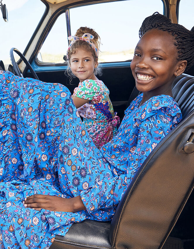 Willow Long Sleeve Printed Dress in LENZING™ ECOVERO™, Blue (BLUE), large