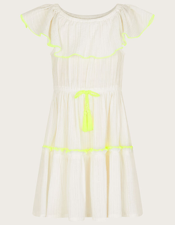 Neon Trim Beach Dress, Ivory (IVORY), large