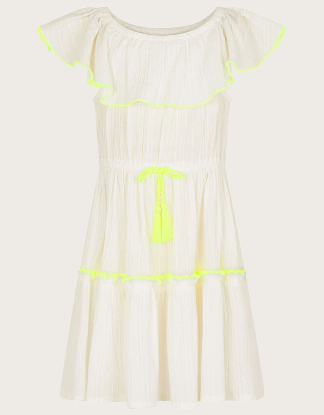 Neon Trim Beach Dress, Ivory (IVORY), large