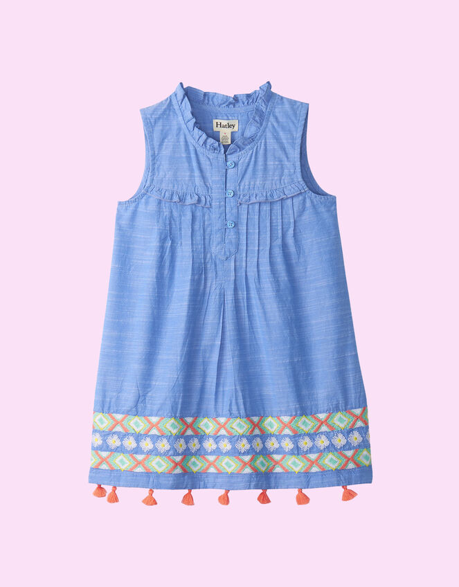 Hatley Embroidered Chambray Dress, Blue (BLUE), large