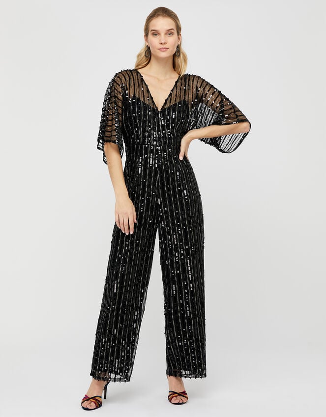 Lorelai Sequin Jumpsuit, Black (BLACK), large