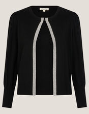Eden Diamant&eacute; Trim Cardigan, Black (BLACK), large