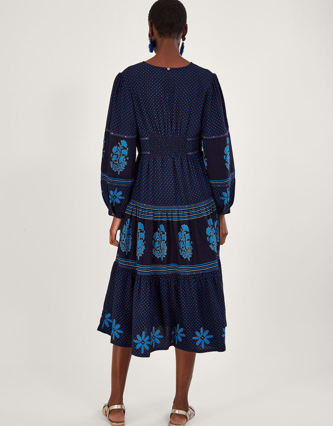 Petal Embellished Print Maxi Dress, Blue (BLUE), large
