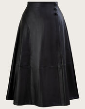 Savannah PU Midi Skirt, Black (BLACK), large