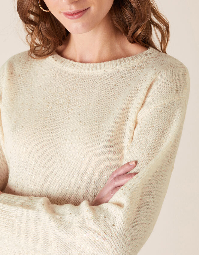 Foil Spot Knit Jumper, Ivory (IVORY), large