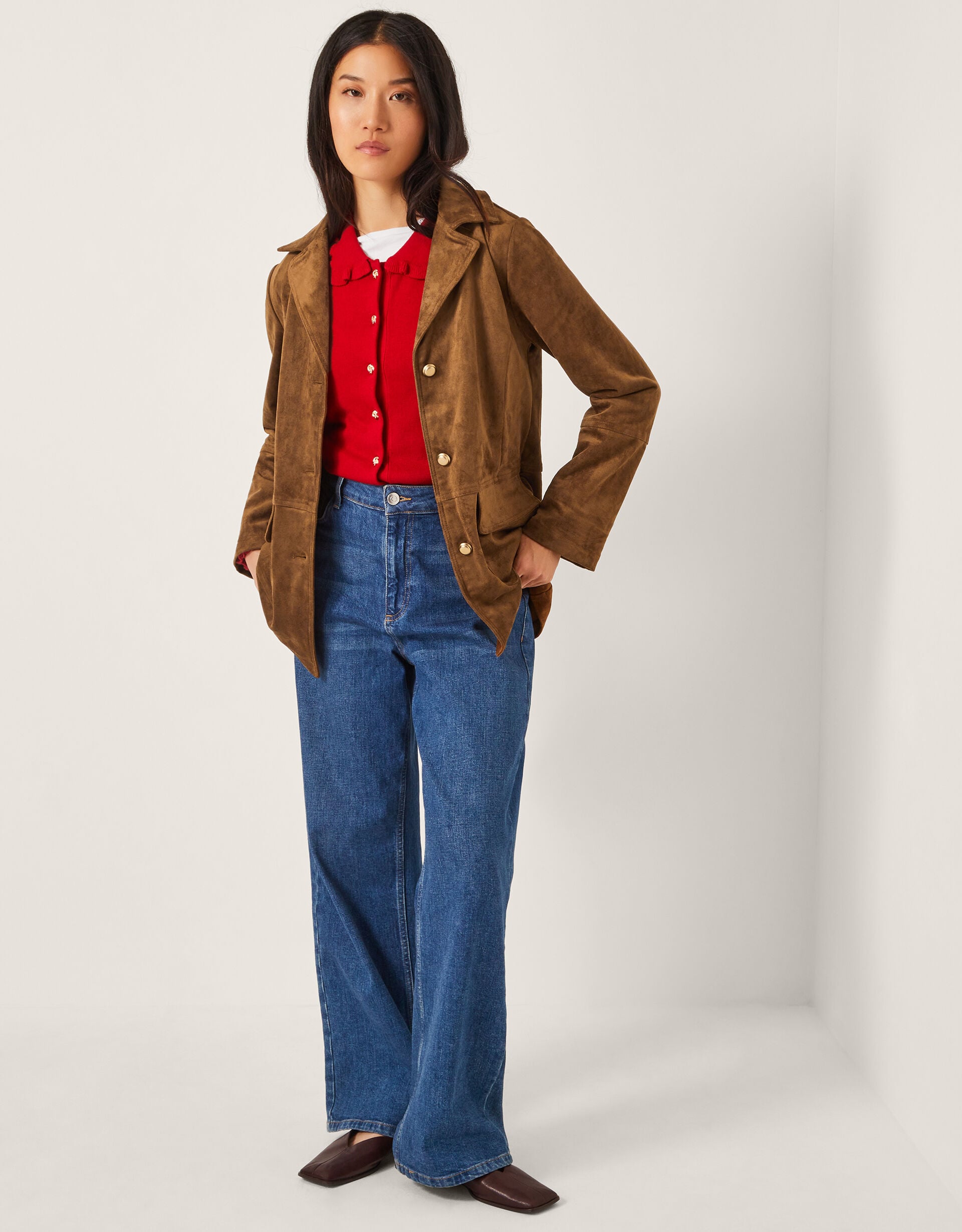 Naya Faux Suede Jacket Brown