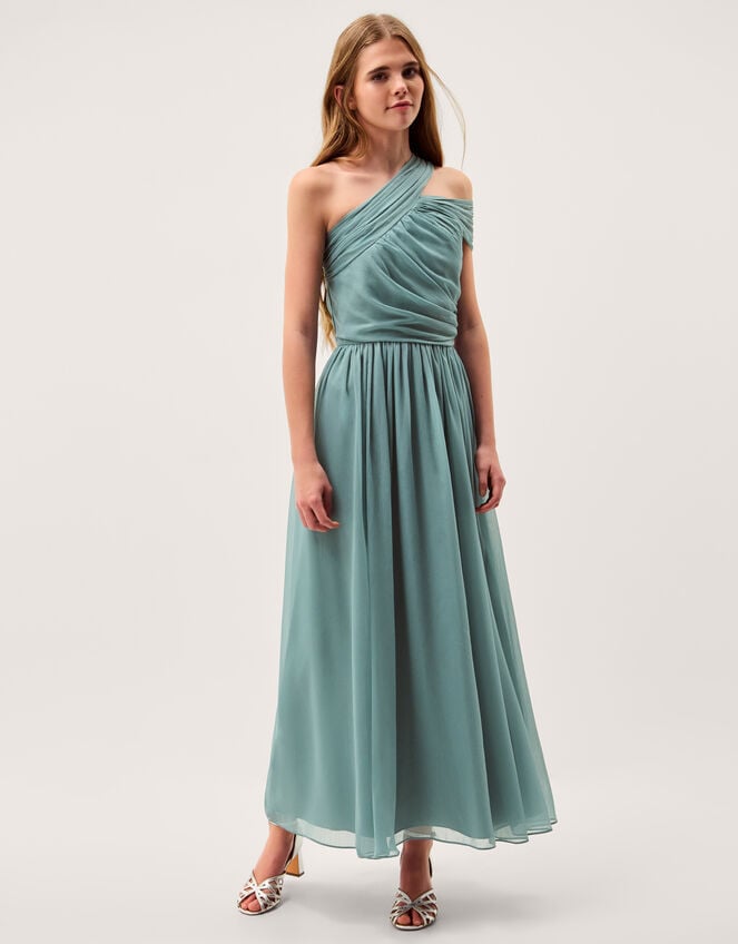 Arianna One Shoulder Tulle Prom Dress, Green (GREEN), large