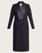 Tallulah Wool-Rich Long Tuxedo Coat , Black (BLACK), large