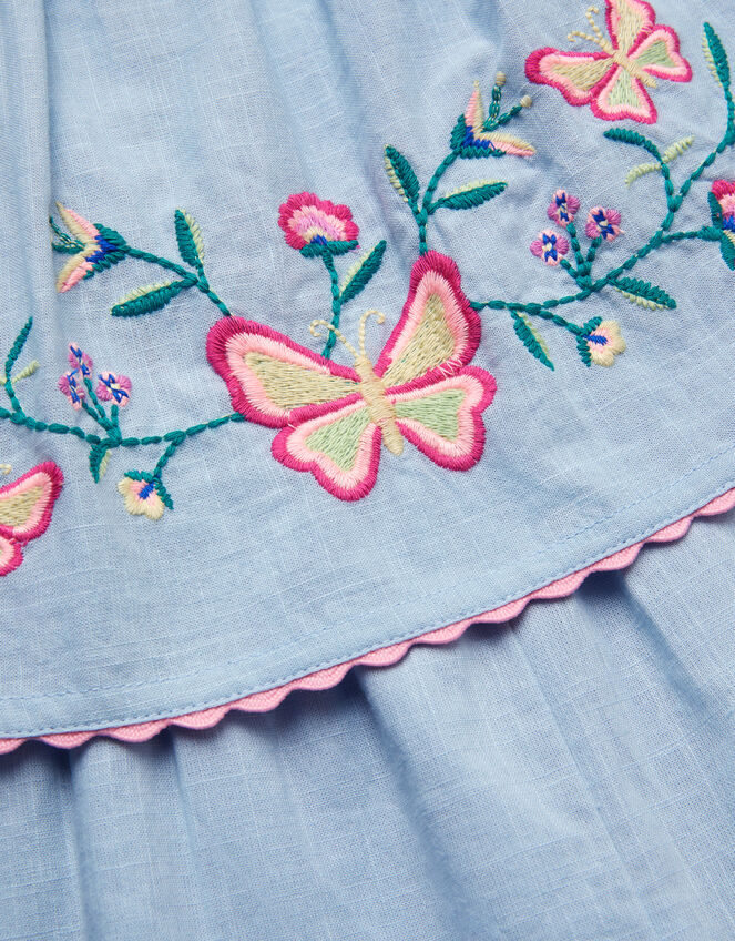 Butterfly Embroidered Culotte Jumpsuit, Blue (BLUE), large