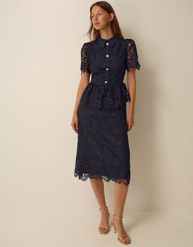 jay godfrey cocktail dress Womens Lace Floral Sleeveless Surplice Neckline Mini Wrap 14 / White Elegant White and Blue 44L down center back corange Color:Black Sapphire