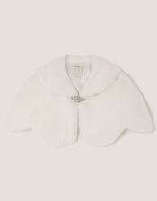 Scallop Faux Fur Cape, Ivory (IVORY), large