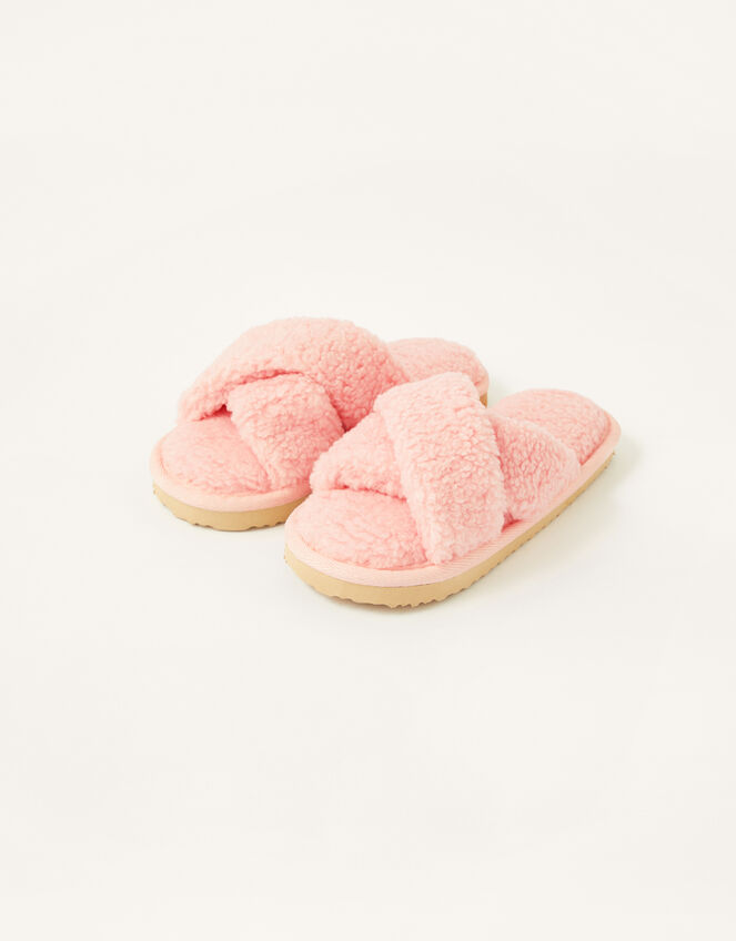 Cross Strap Slider Slippers , Pink (PINK), large
