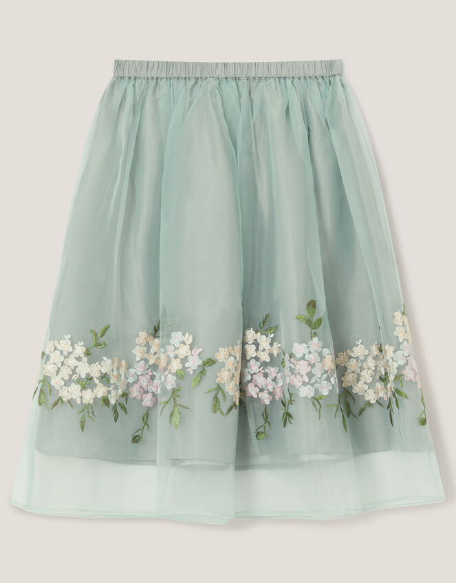 Floral Embroidered Party Skirt, Green (SAGE), large