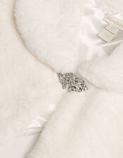 Scallop Faux Fur Cape, Ivory (IVORY), large