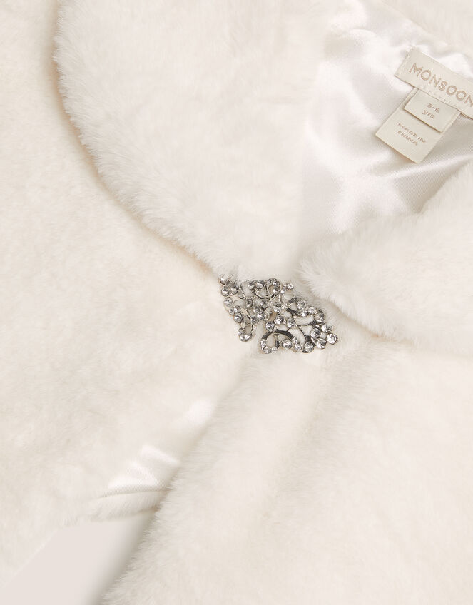 Scallop Faux Fur Cape, Ivory (IVORY), large