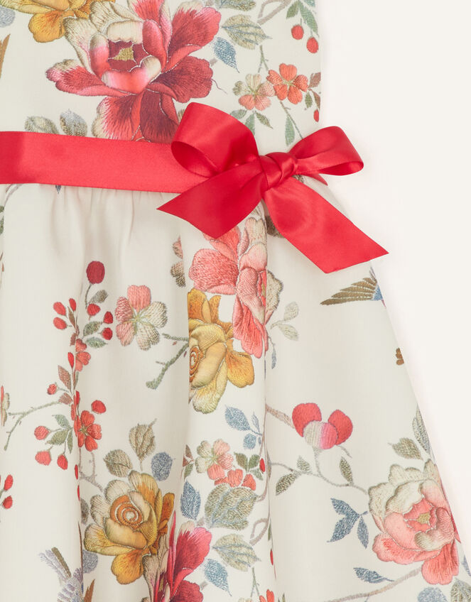 Baby Floral Kimono Print Scuba Dress, Ivory (IVORY), large