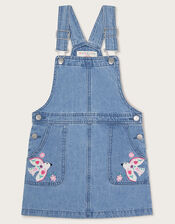 Denim Dungaree Pinafore Dress, Blue (BLUE), large