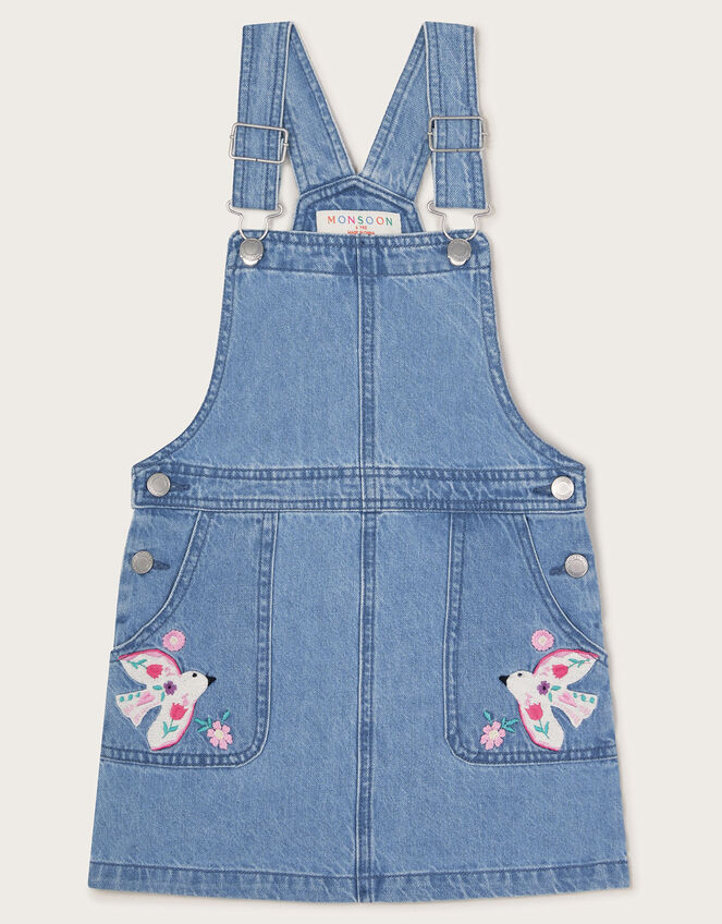 Denim Dungaree Pinafore Dress, Blue (BLUE), large