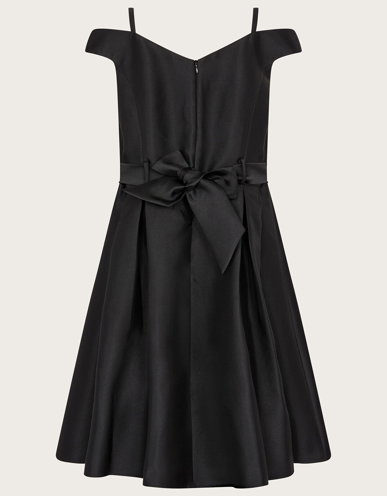 Duchess Twill Bardot Prom Dress Black