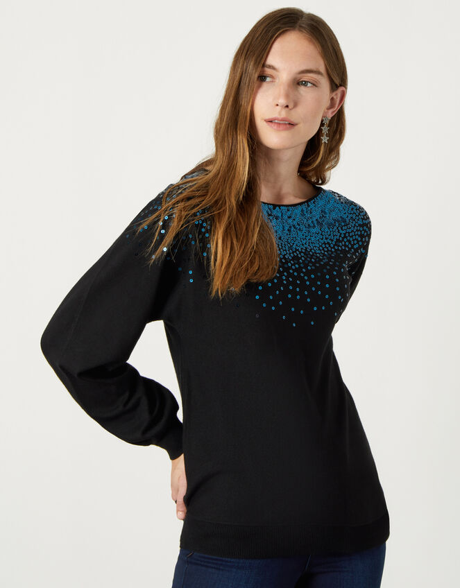 Sequin Scatter Jumper, Black (BLACK), large